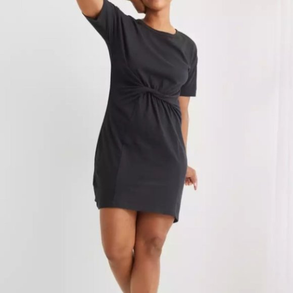knee length dresses for ladies Twist-Back Ribbed Bodycon Casual Midi Dress PromGirl